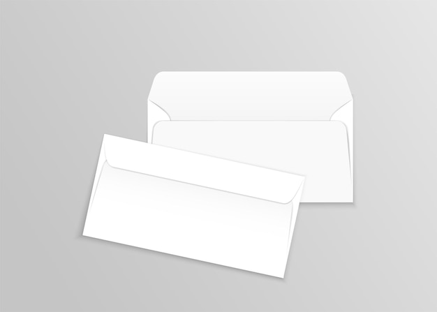 DL envelop vector sjabloon op een grijze achtergrond Twee enveloppen mock-up