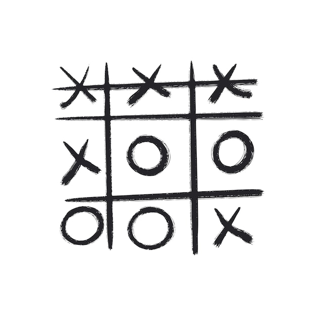 Doodle tic tac toe game Royalty Free Vector Image