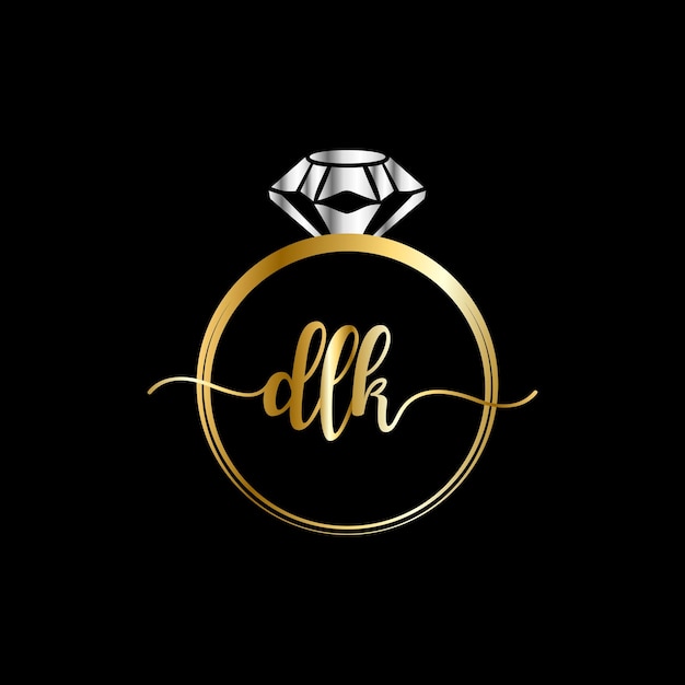 DLK Monograms Wedding Circle handwriting jewelry logo template vector