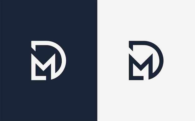 DM elegant creative and modern vector logo design in blue and white color