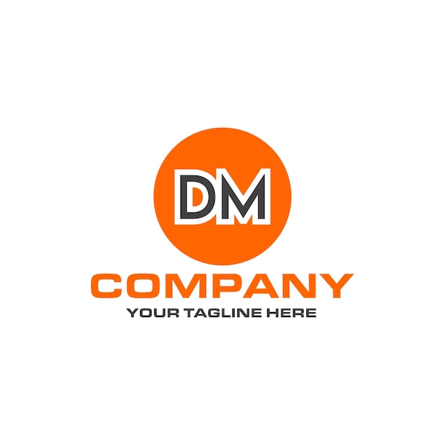 Vector dm letter rounded shape logo design