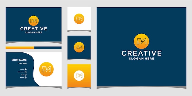 DM logo design with bussines card template