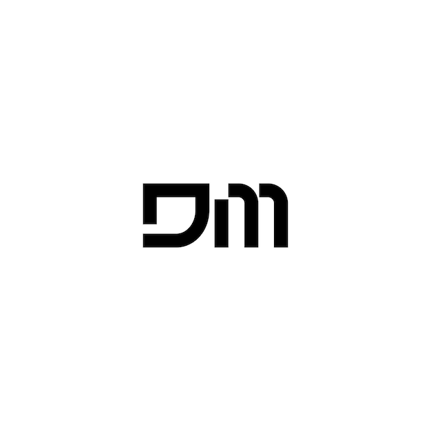 DM 모노그램 로고 디자인 문자 텍스트 이름 기호 흑백 로고타입 알파벳 문자 단순 로고