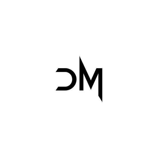 Logo monogramma dm design lettera testo nome simbolo logotipo monocromatico carattere alfabetico logo semplice