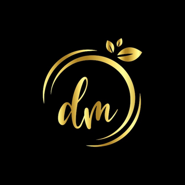 DM Monograms Circle handwriting logo template vector