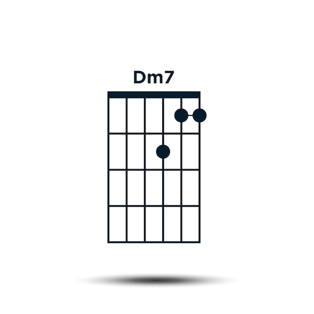 Vector dm7 basis gitaar akkoord grafiek pictogram vector sjabloon