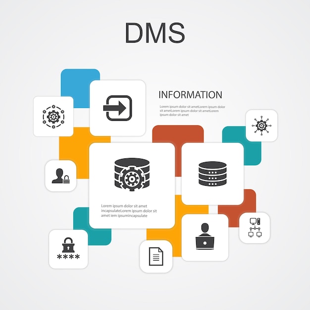 DMS Infographic 10 lijn pictogrammen template.system, beheer, privacy, wachtwoord eenvoudige pictogrammen