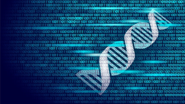 Vector dna-binaire code toekomstig computertechnologieconcept, genoomwetenschap