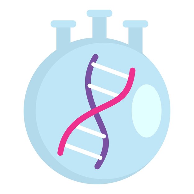 Vettore icona del dna in un pallone chimico illustrazione piatta del dna nell'icona vettoriale di un pallone chimico per il web design