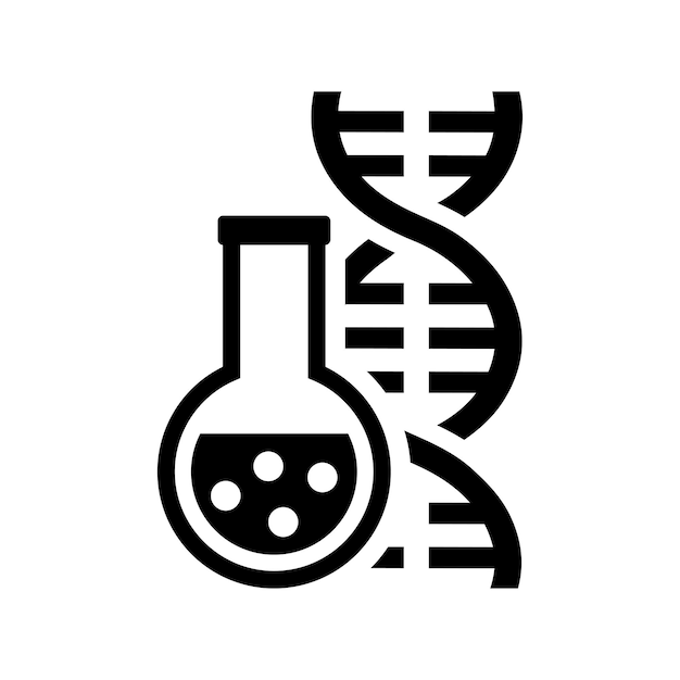 DNA 코드 실험 아이콘 검은색 터 그래픽