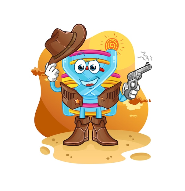 DNA-cowboy met pistoolkarakter vector