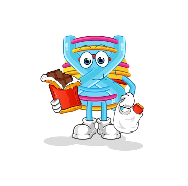 DNA eet chocolade mascotte cartoon vector