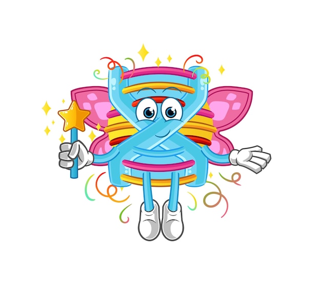 DNA fairy with wings and stick. cartoon mascot vector