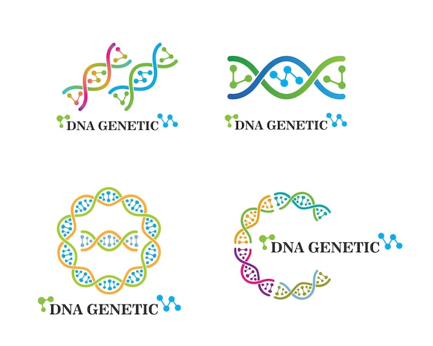 Modello di illustrazione dell'icona del logo genetico del dna