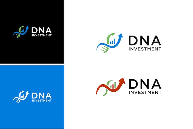 дизайн логотипа для инвестиций в днк. графический финансовый с генетическим векторным шаблоном
