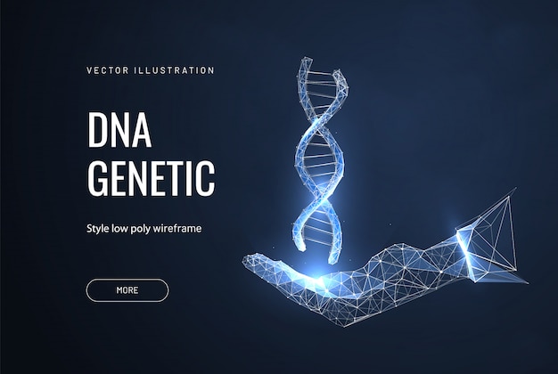 手にDNA。科学技術の概念