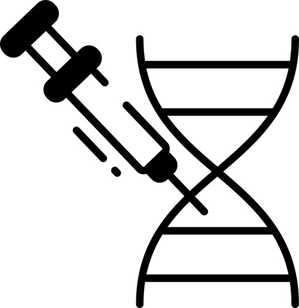 Dna injection glyph and line vector illustration