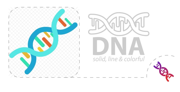 DNA 고립 된 평면 그림 DNA 라인 아이콘