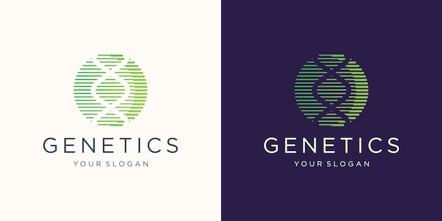 Vector dna logo design template in circle negative space linear shape .logo for science technology