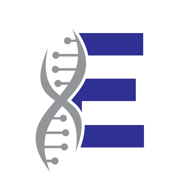 DNA Logo On Letter E Vector Template For Healthcare Symbol