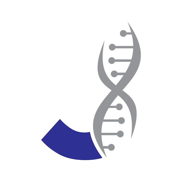 DNA Logo On Letter J Vector Template For Healthcare Symbol