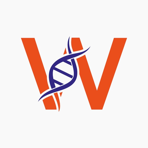 Dna-logo op letter W Genetica-logo Medicijnsymbool