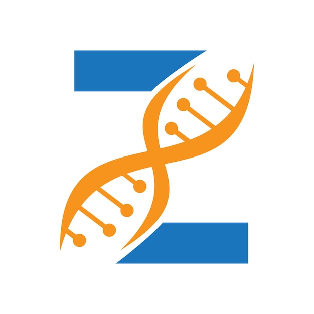 DNA-logo op letter Z Vector-sjabloon voor gezondheidszorgsymbool