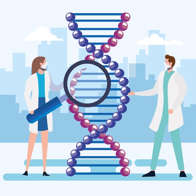 Vettore molecola di dna e medici