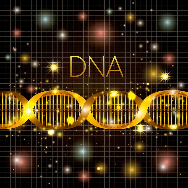 Dna molecule on line golden pattern