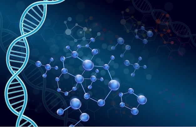 Dna and moleculer on blue background