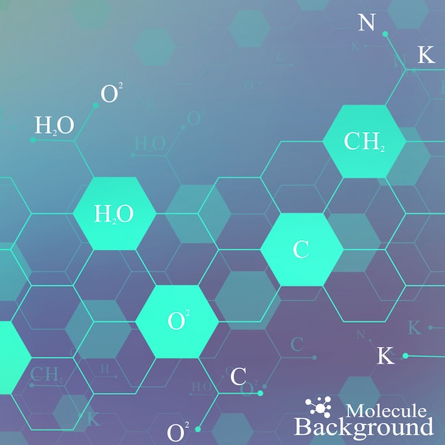 Vector dna-molecuul op blauwe achtergrond. grafische achtergrond voor uw ontwerp en tekst. illustratie