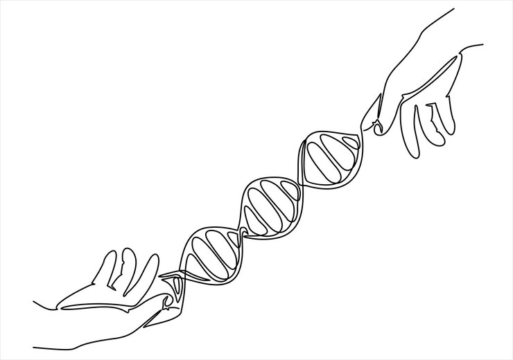 Vector dna protect icon one line