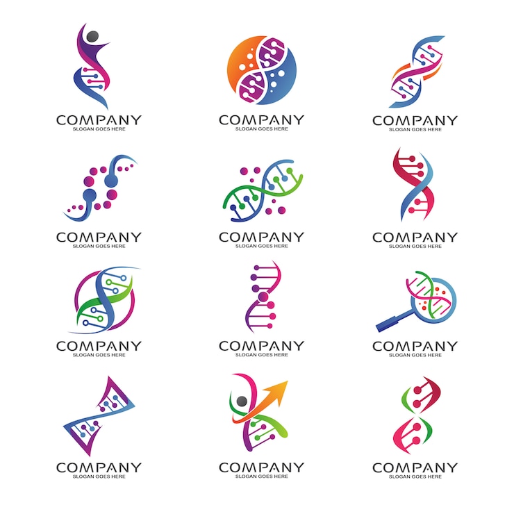 Vector dna science and research logo set