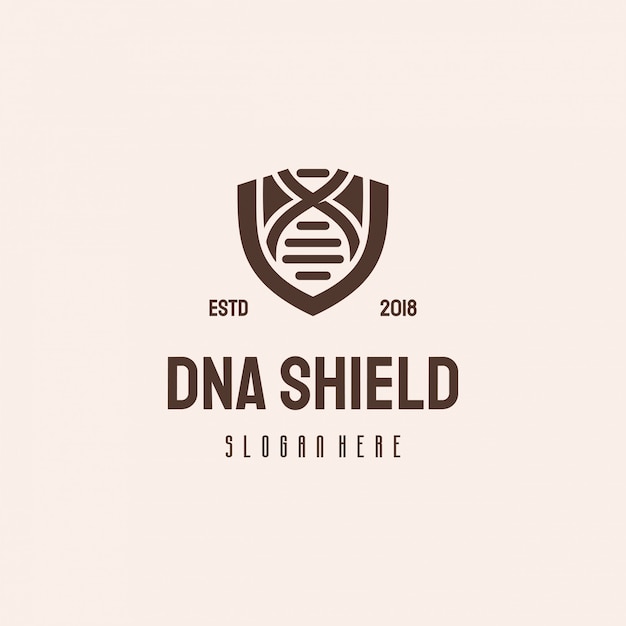 Modello vintage retrò di dna shield logo hipster, logo genetico