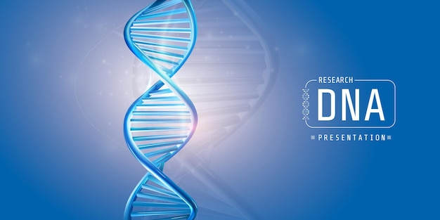 벡터 파란색 배경에 추상 프레젠테이션 제목이 있는 dna 나선형