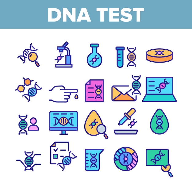 Dna Test Collection Elements Icons Set 