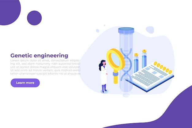 DNA test, Genetic testing, Lab research concept. Vector flat illustration