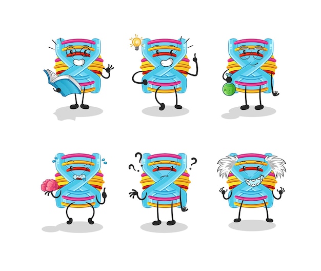 DNA thinking group character. cartoon mascot vector