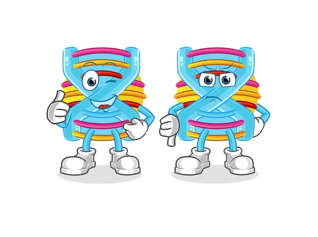 Dna thumbs up and thumbs down. cartoon mascot vector