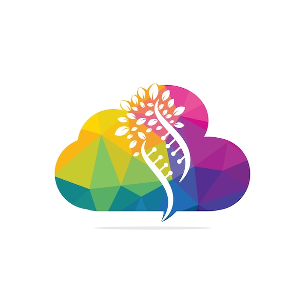 Dna tree and cloud shape vector logo design