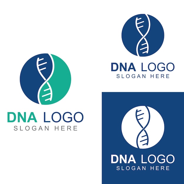 Logo vettoriale dna logo medico moderno con disegno del modello di illustrazione vettoriale