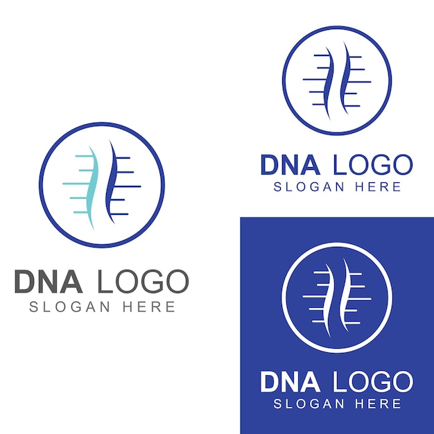 Logo vettoriale dna logo medico moderno con disegno del modello di illustrazione vettoriale