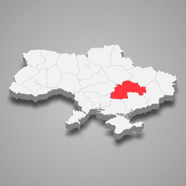 Dnipropetrovsk Oblast Region location within Ukraine 3d map