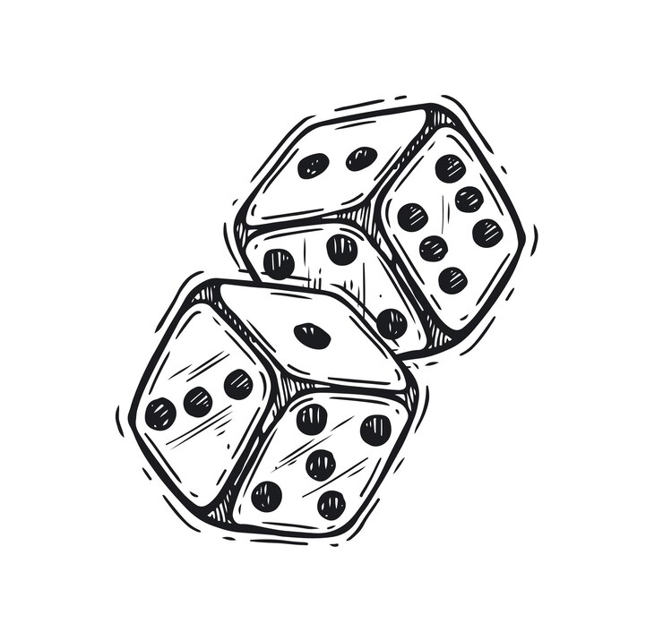 Vector dobbelstenen hand getekende vectorillustratie
