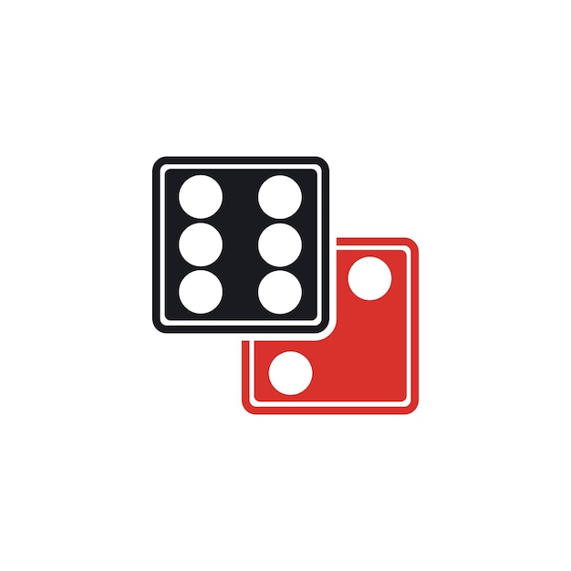 Dobbelstenen teken pictogram Casino spel symbool Platte dobbelstenen pictogram Ronde knop met plat spel pictogram Vector