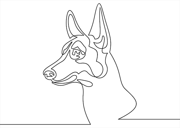 Doberman dog continuous line illustration