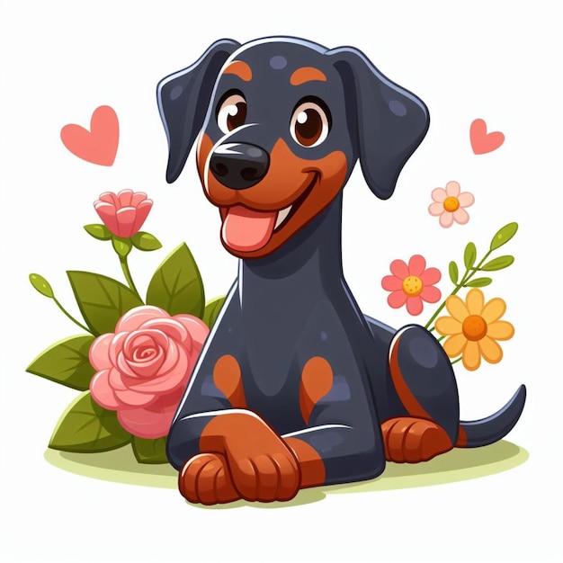Vettore cane doberman vector illustrazione di cartoni animati