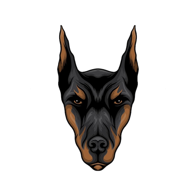 Vector doberman head dog vector illustration