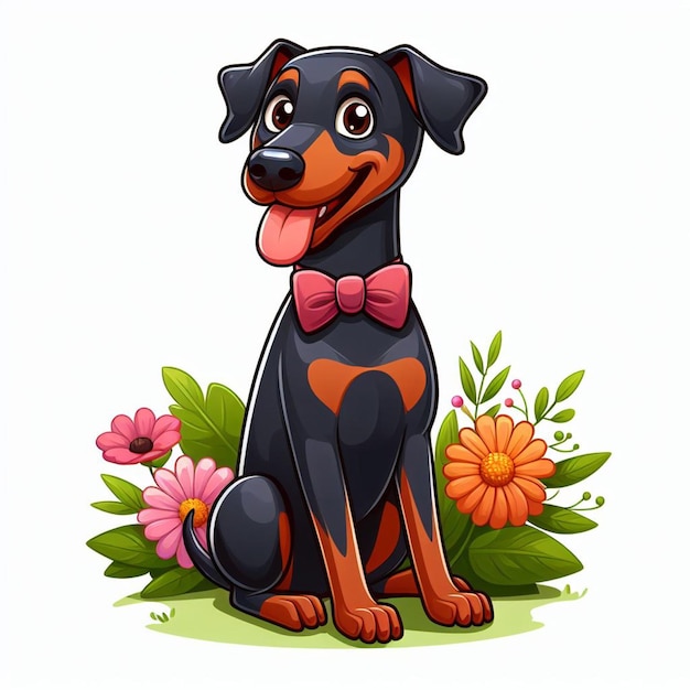 Vettore cane doberman pinscher vettore illustrazione di cartoni animati