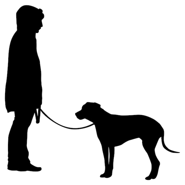 Doberman pinscher hond zwart silhouet op witte achtergrond